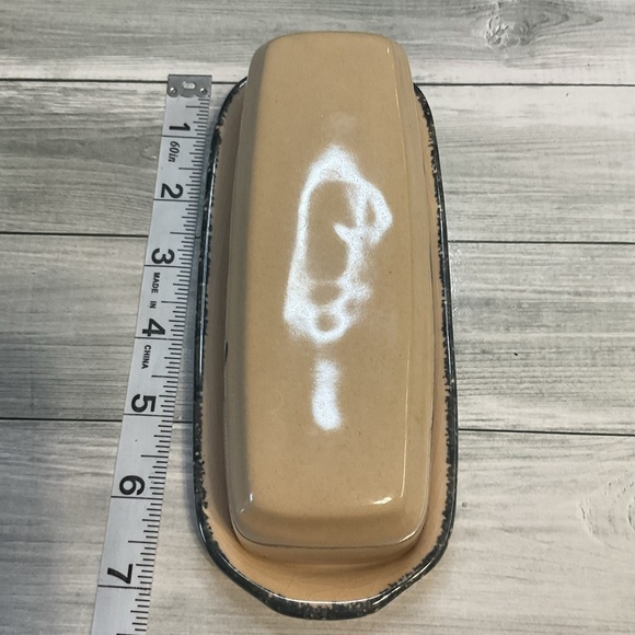 Vintage cottagecore country Tan Butter Dish Apple Design kitchenware - Picture 5 of 7